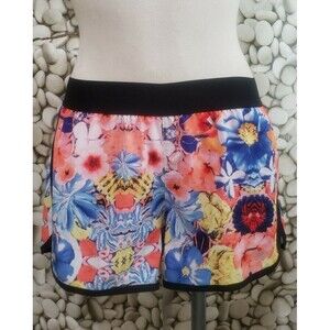 Everest Shorts Womens Size Medium Floral Blue Pink Yellow Workout Liner
